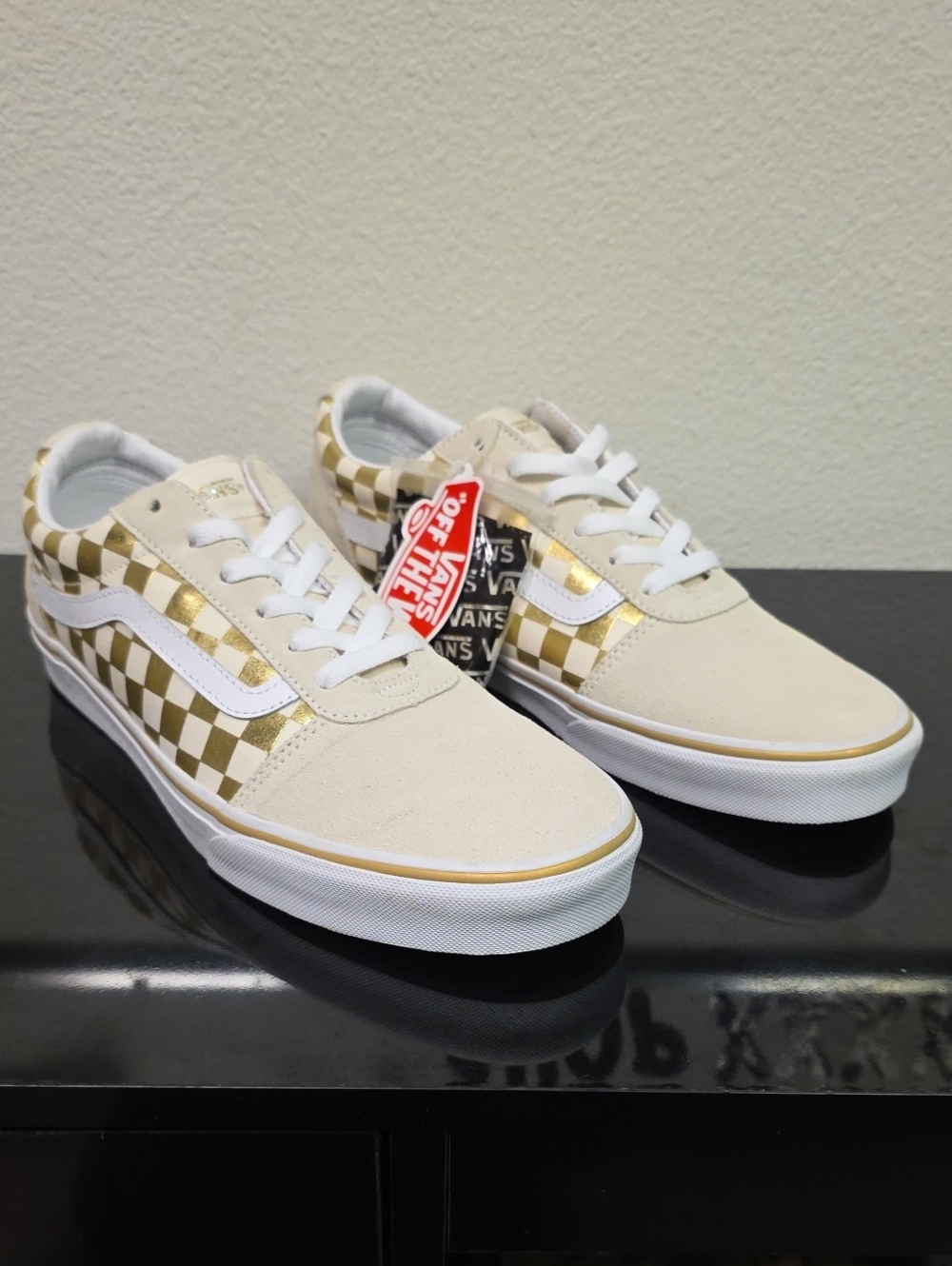 Vans Ward Deluxe Deboss Gold Checkerboard Men’s 9.5 Women’s 11 New